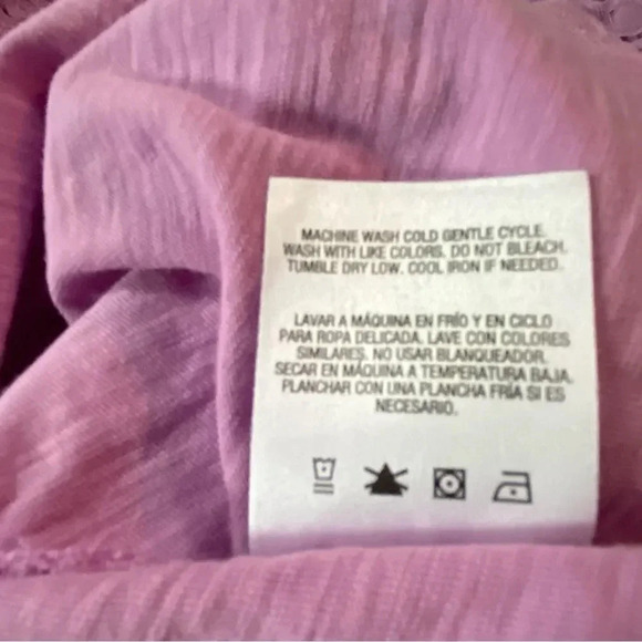 Basic editions 2X Top Shirt Purple Lace Over Henley Roll Tab Long Sleeve Cotton - Picture 7 of 7